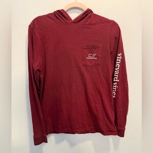 Vineyard Vines Boy’s XL Burgundy Hooded Long Sleeve Tee